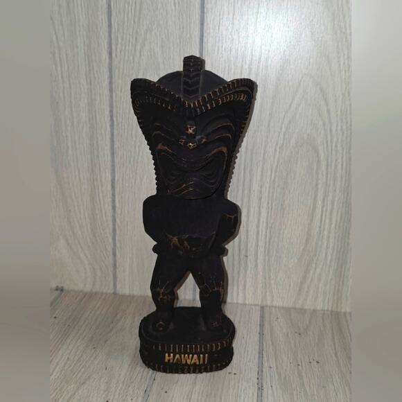 Hawaiian Tiki Wood Figurine Lucky Tiki Souvvenir Polynesian God Hawaii 12" - Picture 1 of 5